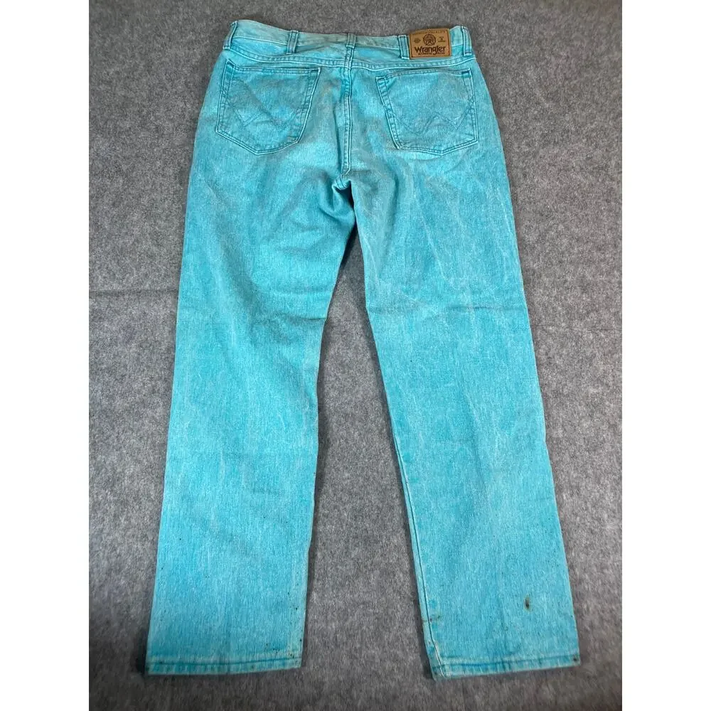 Vintage 90s Wrangler Straight Jeans Mens 36x30 Blue Denim Baggy Western Cowboy - Picture 1 of 9